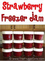 Easy Strawberry Freezer Jam Recipe at TheFrugalGirls.com