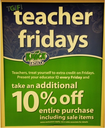 Michaels Teacher Discount = Extra 10% off on Fridays!