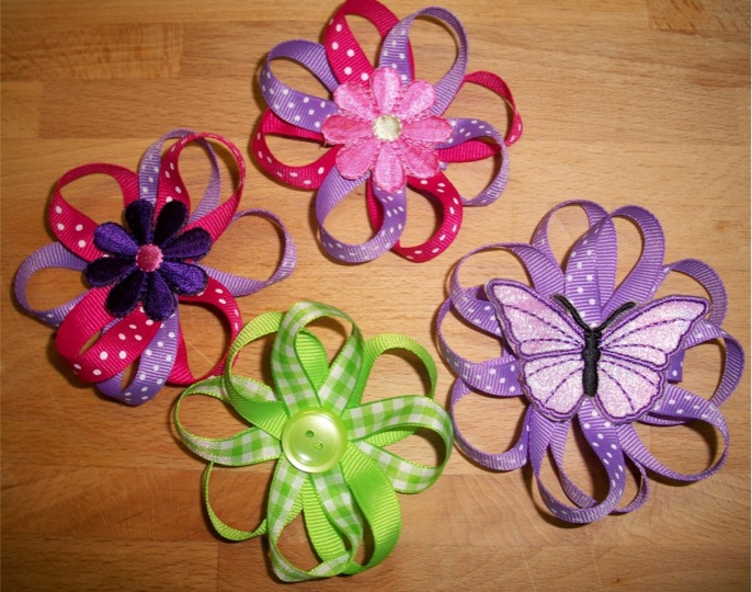 How to Make Ribbon Flower Hair Bows... The Frugal Girls