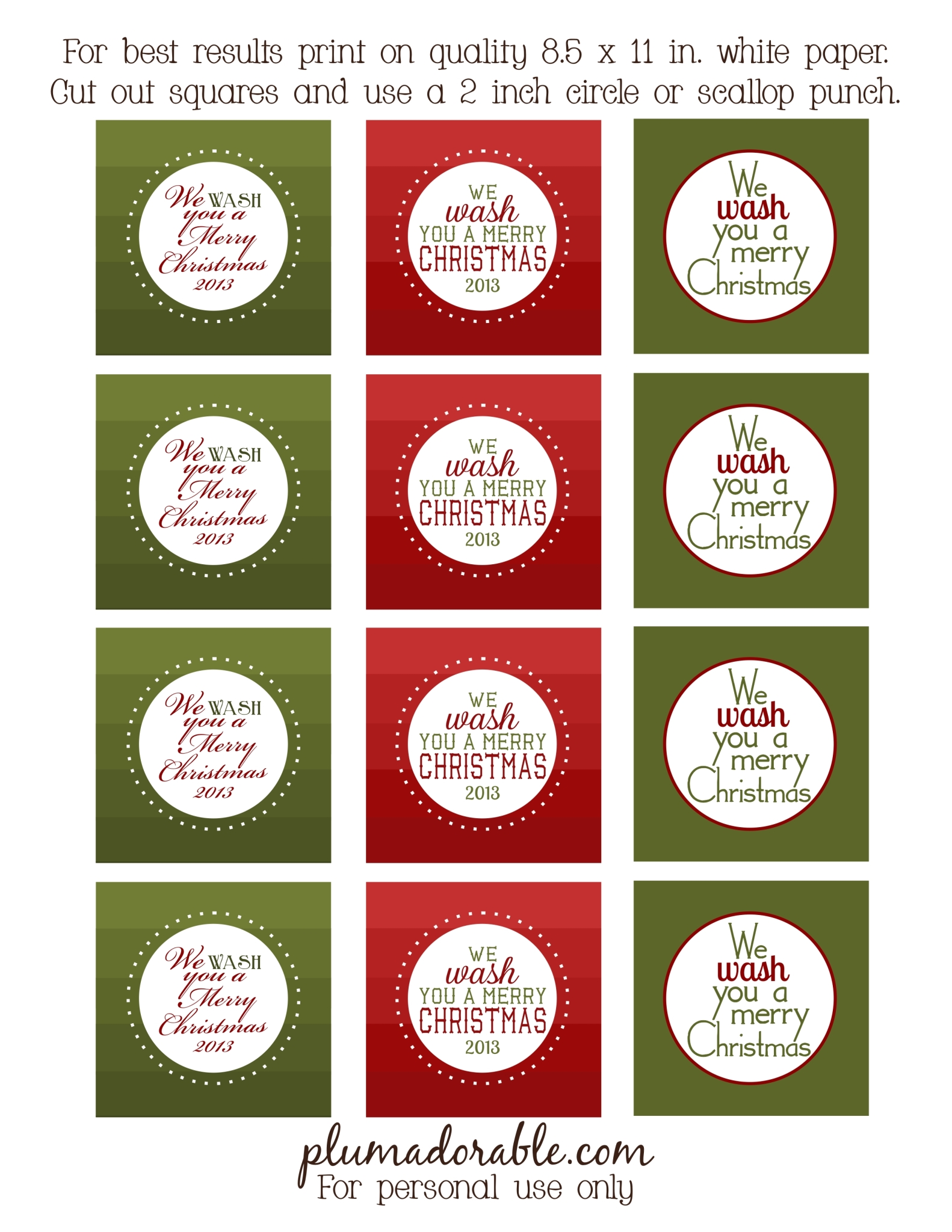 We Wash You A Merry Christmas Printable Tags The Frugal Girls