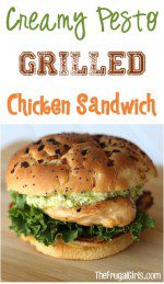 Creamy Pesto Grilled Chicken Sandwich Recipe from TheFrugalGirls.com