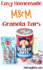 Easy M&M Granola Bar Recipe at TheFrugalGirls.com