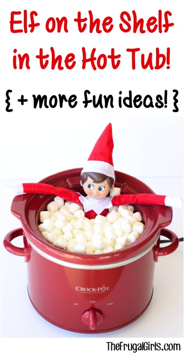 elf on the shelf in the hot tub and more fun elf ideas at thefrugalgirls - Christmas Shelf Decorations elf on the shelf in the hot tub and more fun elf ideas at thefrugalgirls - Christmas Shelf Decorations
