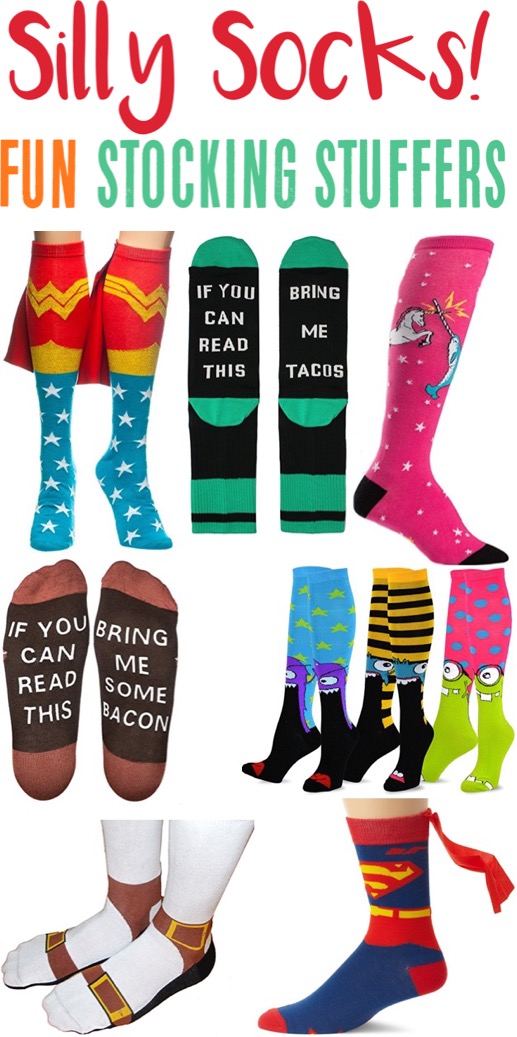 40 Funny Silly Socks! {Hilarious Stocking Stuffer Ideas}