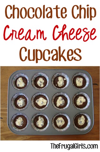 Chocolate Chip Cream Cheese Cupcakes Recipe from TheFrugalGirls.com