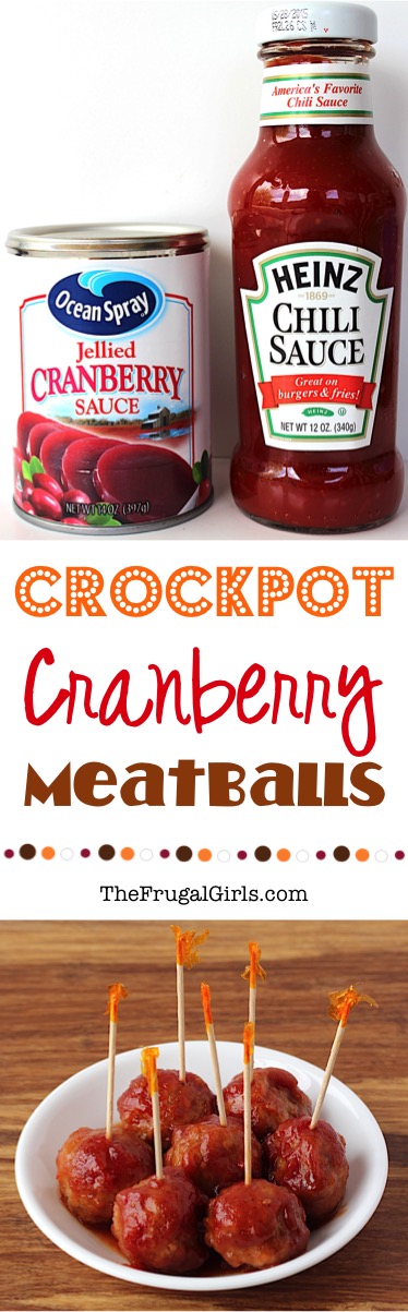 Cranberry Meatballs in the Crockpot Recipe at TheFrugalGirls.com