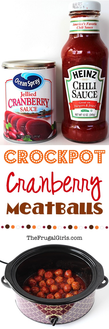 Crockpot Cranberry Meatballs Recipe from TheFrugalGirls.com