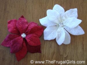 Red and White poinsettia hair clips.