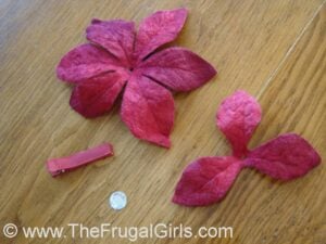 Silk poinsettia petals with hair clip.