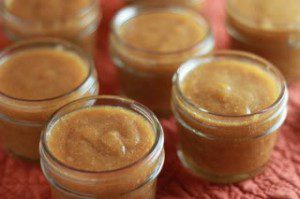 Small jars of peach butter.