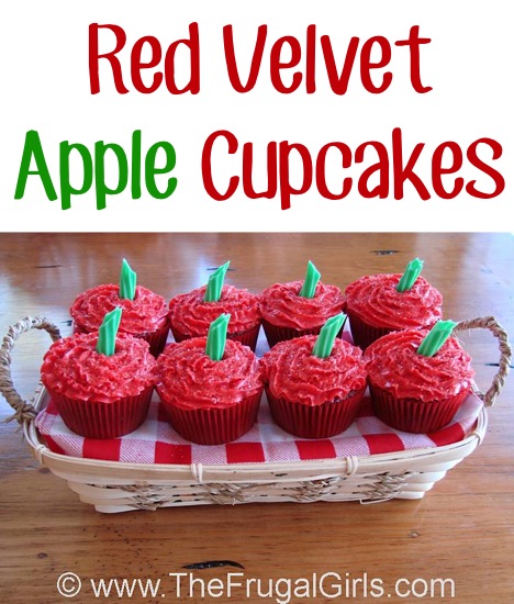 Red Velvet Apple Frosted Cupcakes Recipe from TheFrugalGirls.com