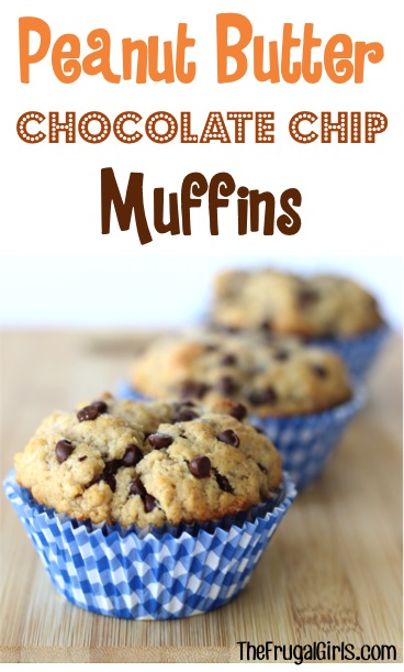 Peanut Butter Chocolate Chip Muffins Recipe from TheFrugalGirls.com