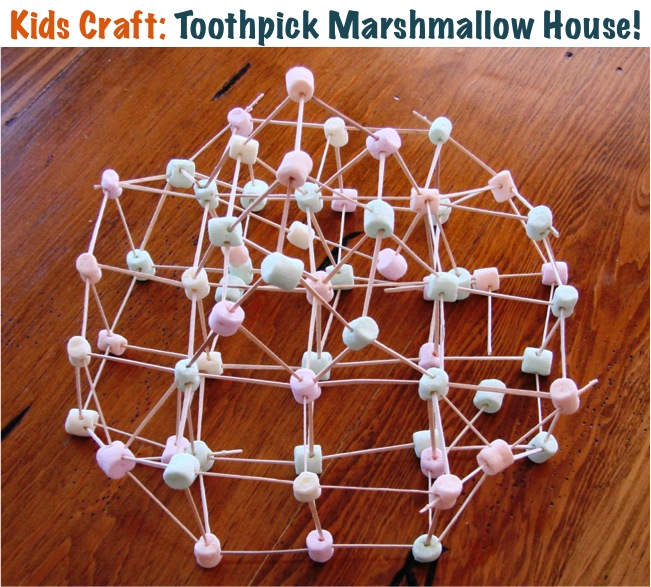 Toothpick Marshmallow House Craft from TheFrugalGirls.com