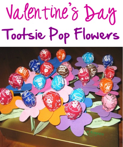 Valentine's Day Tootsie Pop Flowers at TheFrugalGirls.com