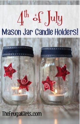 4th of July Mason Jar Candle Holders