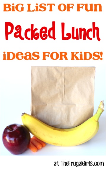 BIG List of Fun Packed Lunch Ideas for Kids from TheFrugalGirls.com