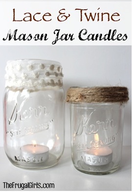 Lace and Twine Mason Jar Candles