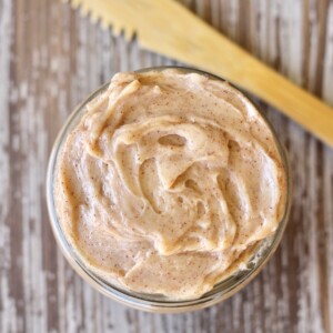 Small jar of cinnamon honey butter spread.