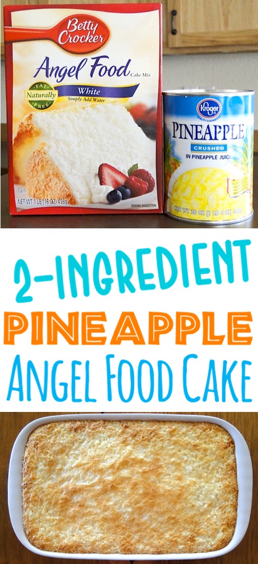 Pineapple Cake Recipe Easy Homemade Dump Cake with Crushed Pineapples and Angel Food Box Cake Mix - Just 2 Ingredients