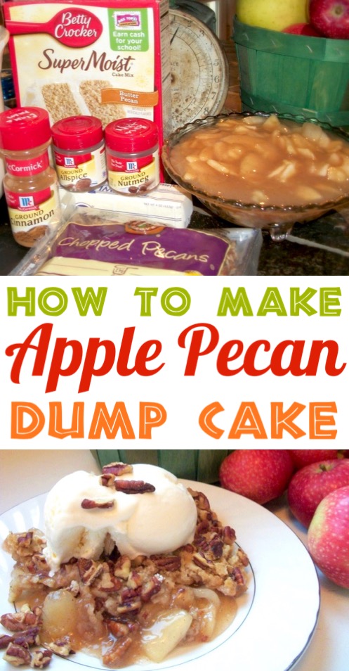 Apple Dump Cake Recipes with Pie Filling - Easy Simple Apple Pecan Dessert Recipe