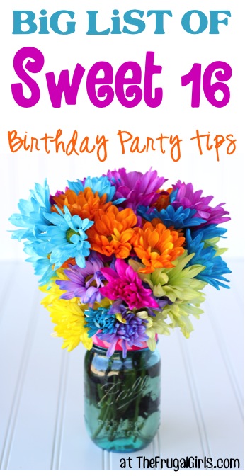 Sweet 16 Birthday Party Ideas at TheFrugalGirls.com