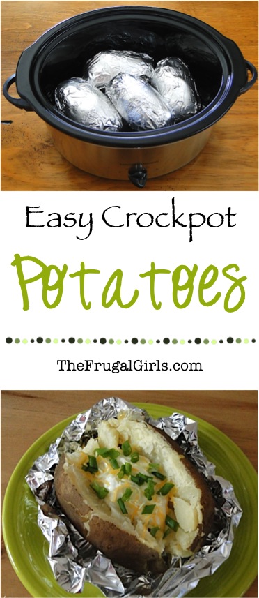 Crock Pot Baked Potatoes Recipe at TheFrugalGirls.com