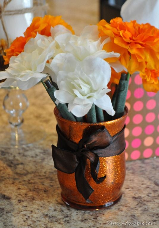 DIY Fall Glitter Vase Tutorial