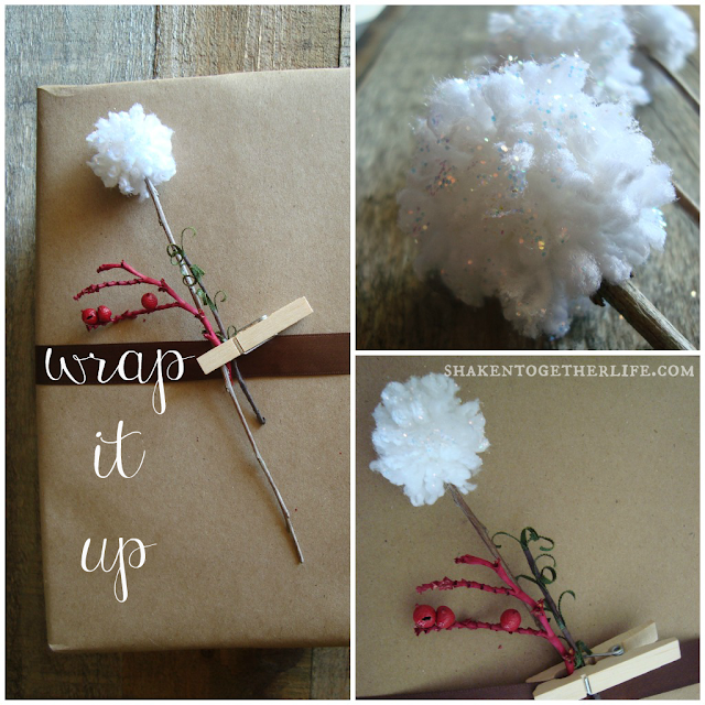 DIY Snow Sprinkled Pom Pom Flowers