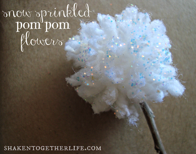 Easy Snow Sprinkled Pom Pom Flowers