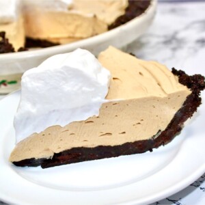 Chocolate Peanut Butter Pie with whipped cream.