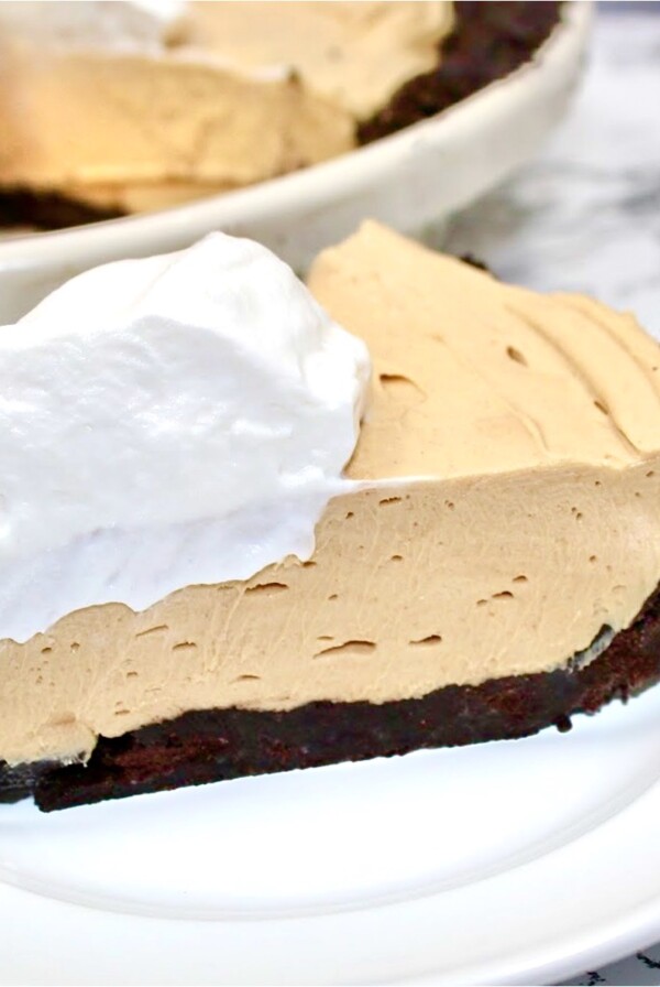 Chocolate Peanut Butter Pie with whipped cream.