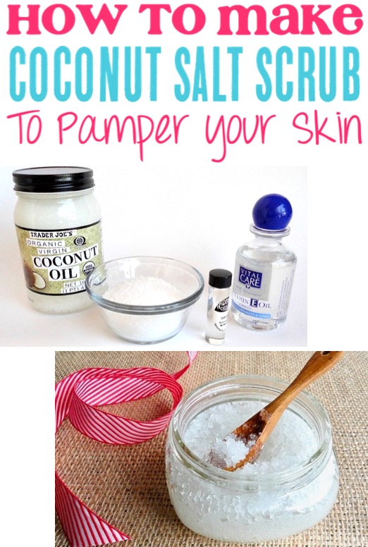 Coconut Salt Scrub DIY Recipe for Hand Feet and Body