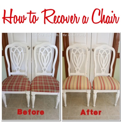 How to Recover a Chair without Sewing | Instructions at TheFrugalGirls.com