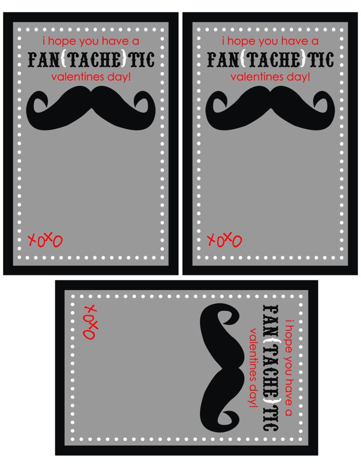 Mustache Valentine - Gray Printable