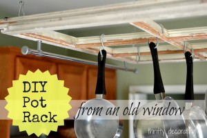 DIY Kitchen Pot Rack... from an Old Window