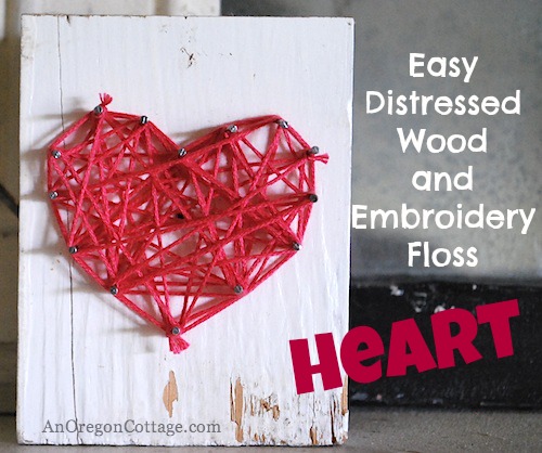 Easy Distressed Wood Embroidery Floss Craft at TheFrugalGirls.com