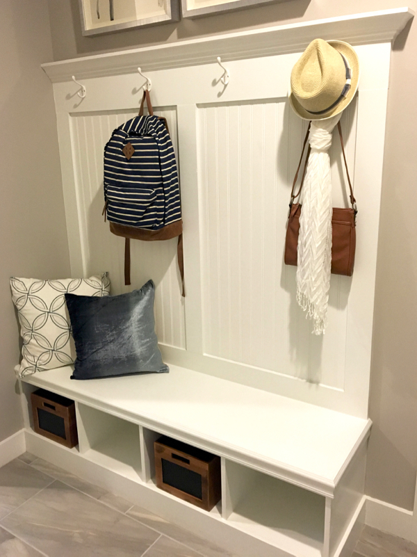 Entryway Storage Bench with Coat Hooks
