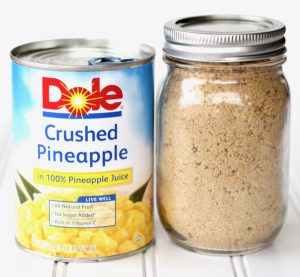 Crushed pineapple and brown sugar.