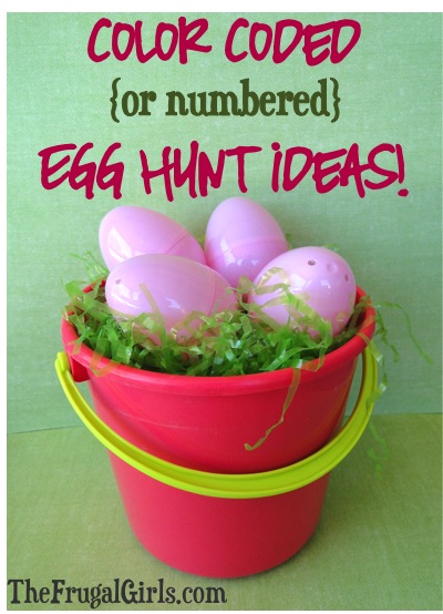 Easter Egg Hunt Ideas: Color Coded or Numbered Eggs! from TheFrugalGirls.com