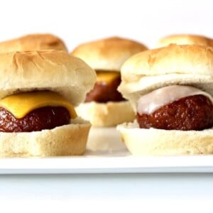 Meatball Sliders with cheese.