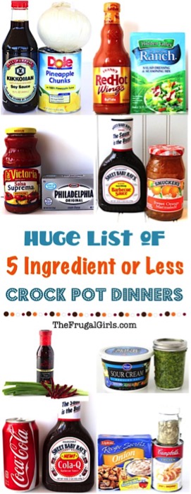 5 Ingredients or Less Crockpot Recipes from TheFrugalGirls.com
