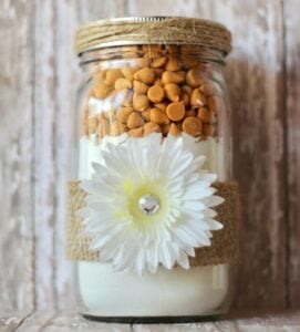 Butterscotch cookie mix layered in mason jar.