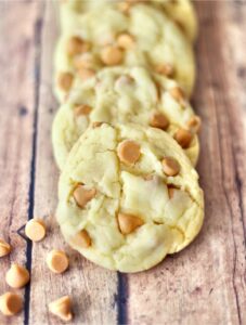 Butterscotch Cookies in a line.