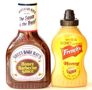 Honey barbecue sauce and honey mustard.