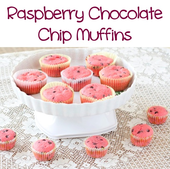 Raspberry Chocolate Chip Muffins Recipe at TheFrugalGirls.com