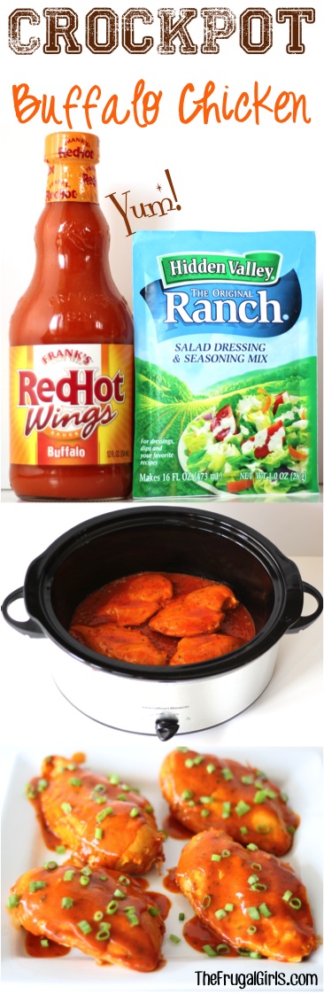 Crockpot Buffalo Chicken Recipe - from TheFrugalGirls.com