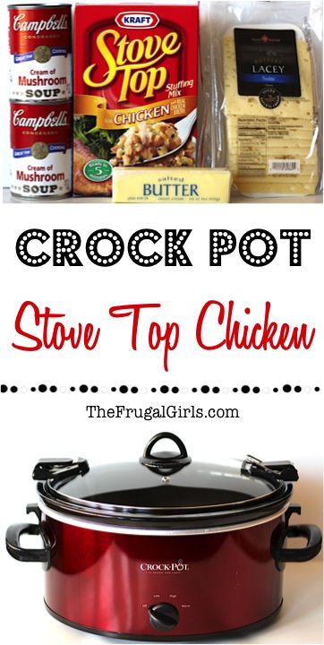 Crockpot Stove Top Chicken Recipe - from TheFrugalGirls.com