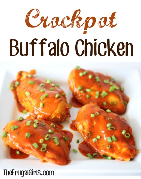 Easy Crockpot Buffalo Chicken Recipe at TheFrugalGirls.com