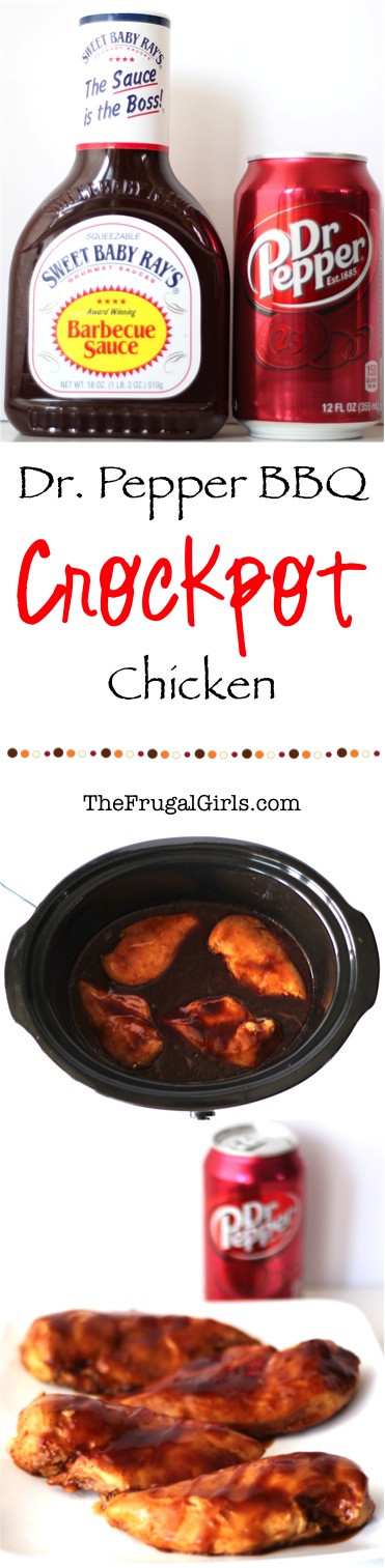 Crockpot Dr Pepper BBQ Chicken Recipe from TheFrugalGirls.com