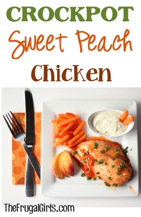 Crockpot Sweet Peach Chicken Recipe - at TheFrugalGirls.com